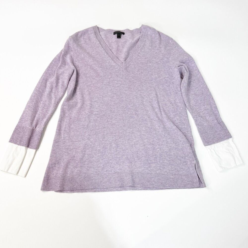 J Crew Sweater Womens Shirt Cuffs Wool Blend Orchid Ladies Small career mature